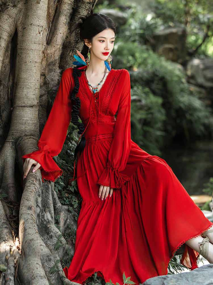 Red vacation dress
