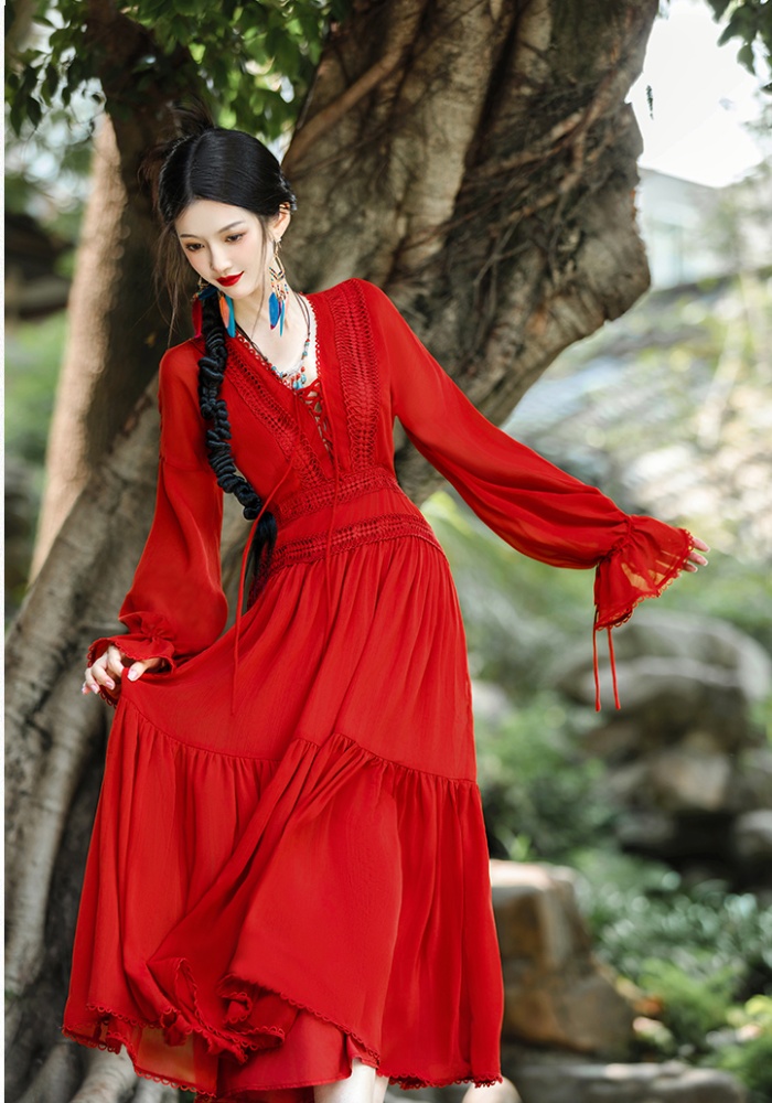 Red vacation dress