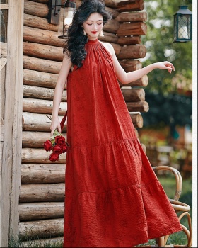 Vacation halter France style loose dress