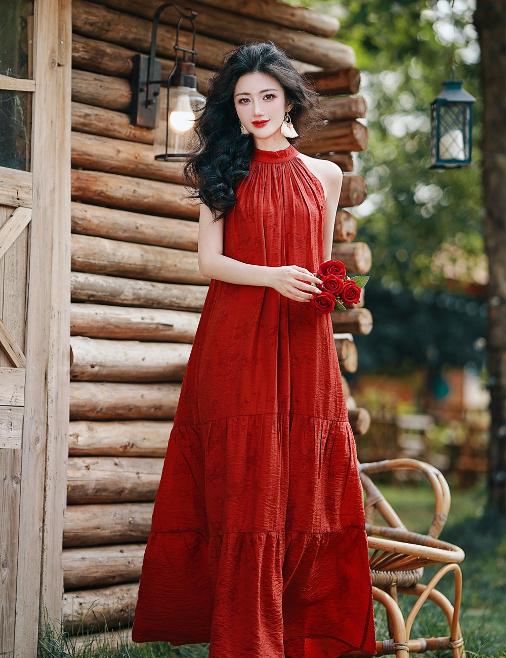 Vacation halter France style loose dress