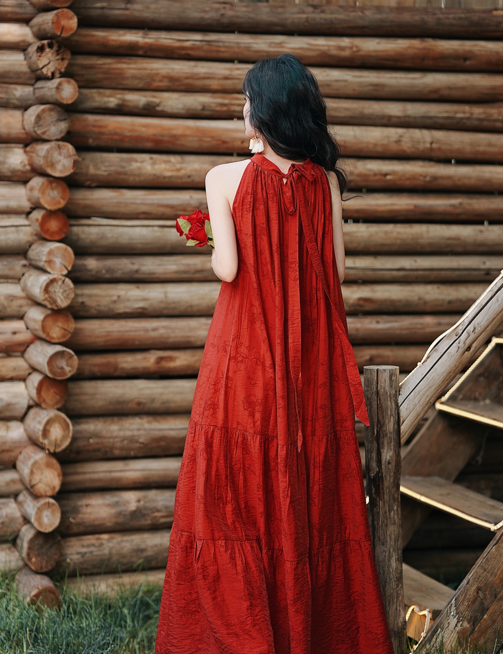 Vacation halter France style loose dress