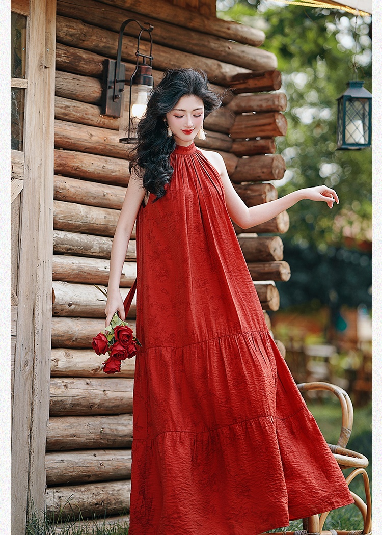 Vacation halter France style loose dress