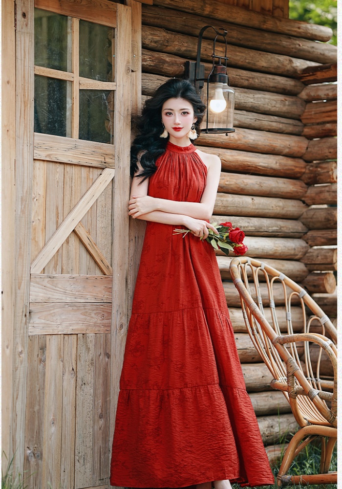 Vacation halter France style loose dress