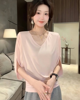 Short sleeve drape tops summer facial mask for women