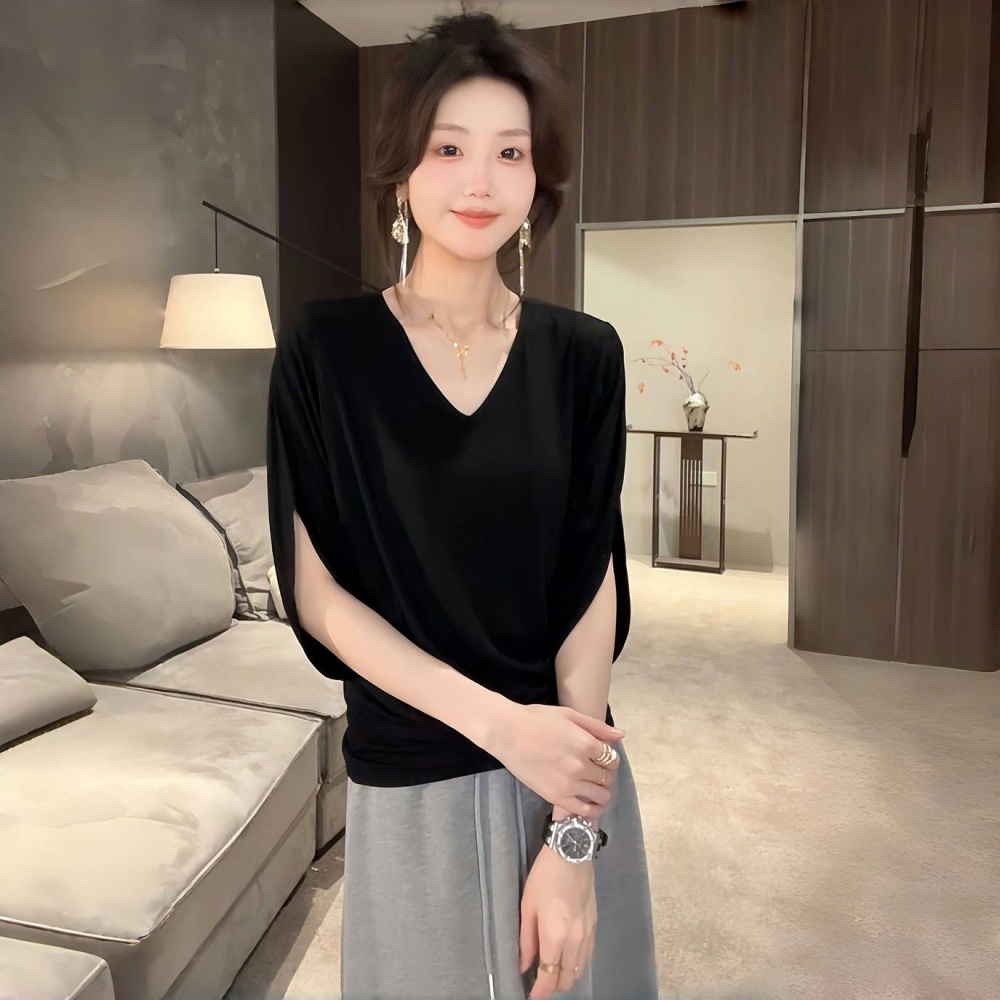 Short sleeve drape tops summer facial mask for women