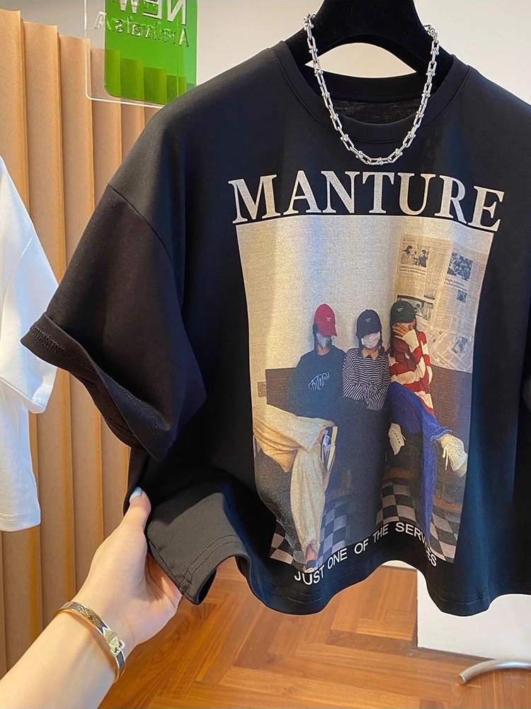 Cotton printing large yard T-shirt for women