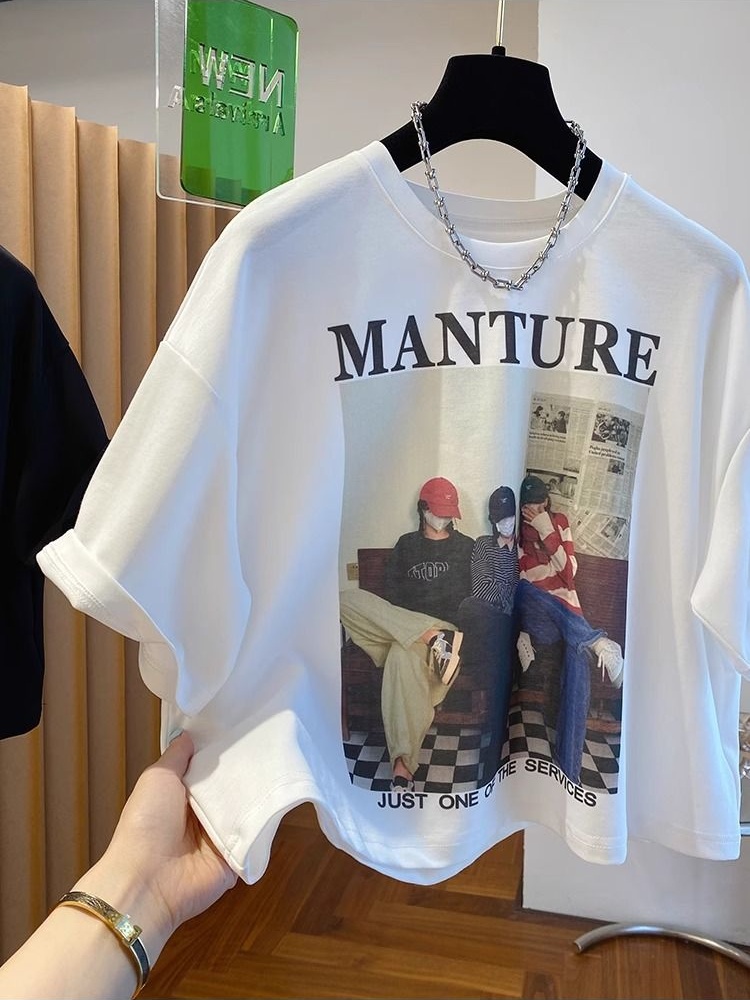 Cotton printing large yard T-shirt for women