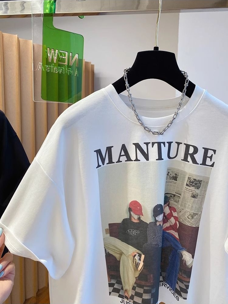 Cotton printing large yard T-shirt for women