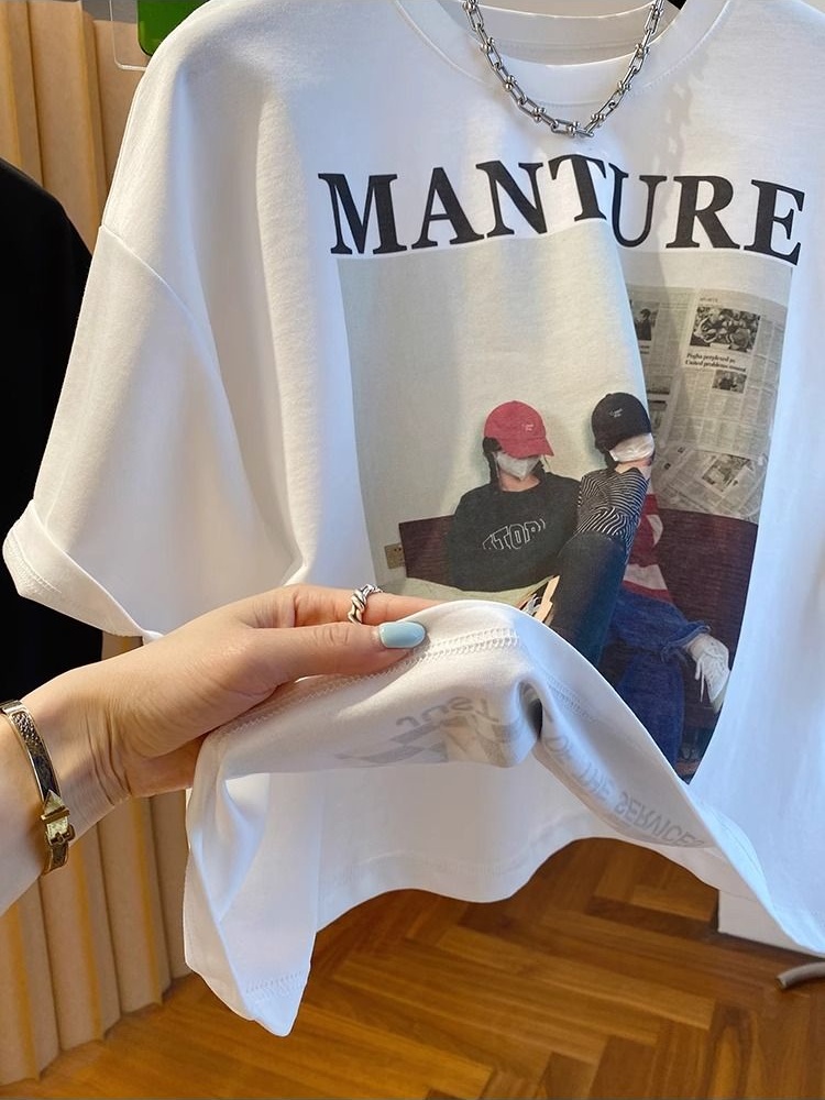 Cotton printing large yard T-shirt for women