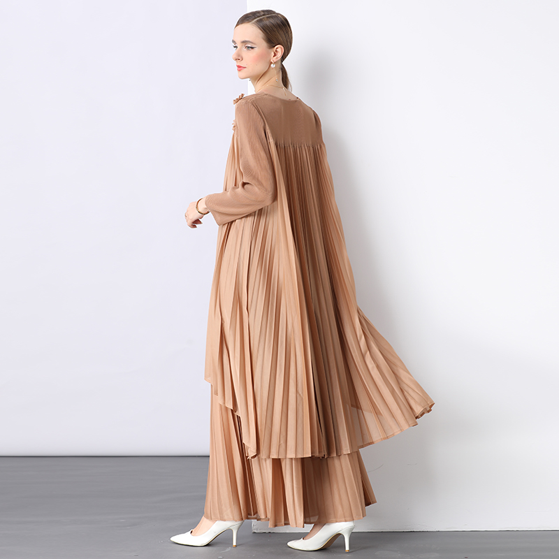 Beading long sleeve flowers long wide leg pants a set