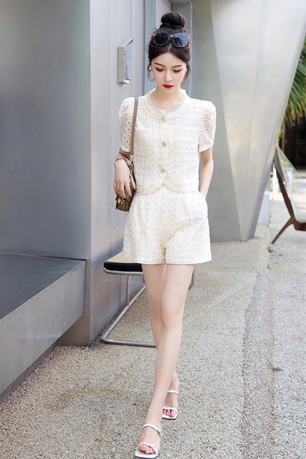European style tops summer shorts 2pcs set