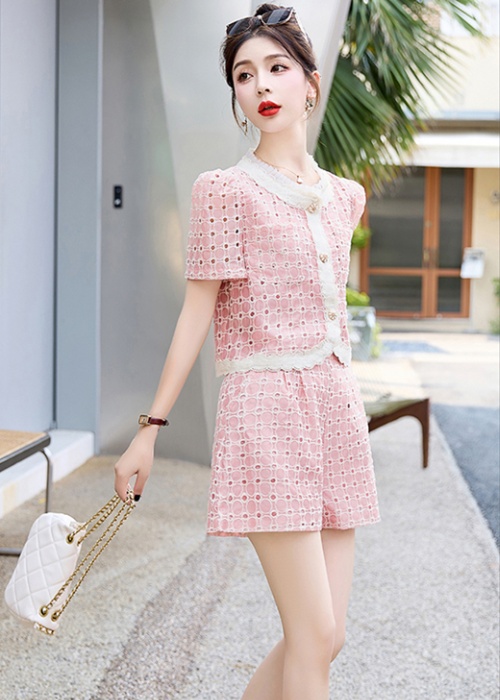 European style tops summer shorts 2pcs set
