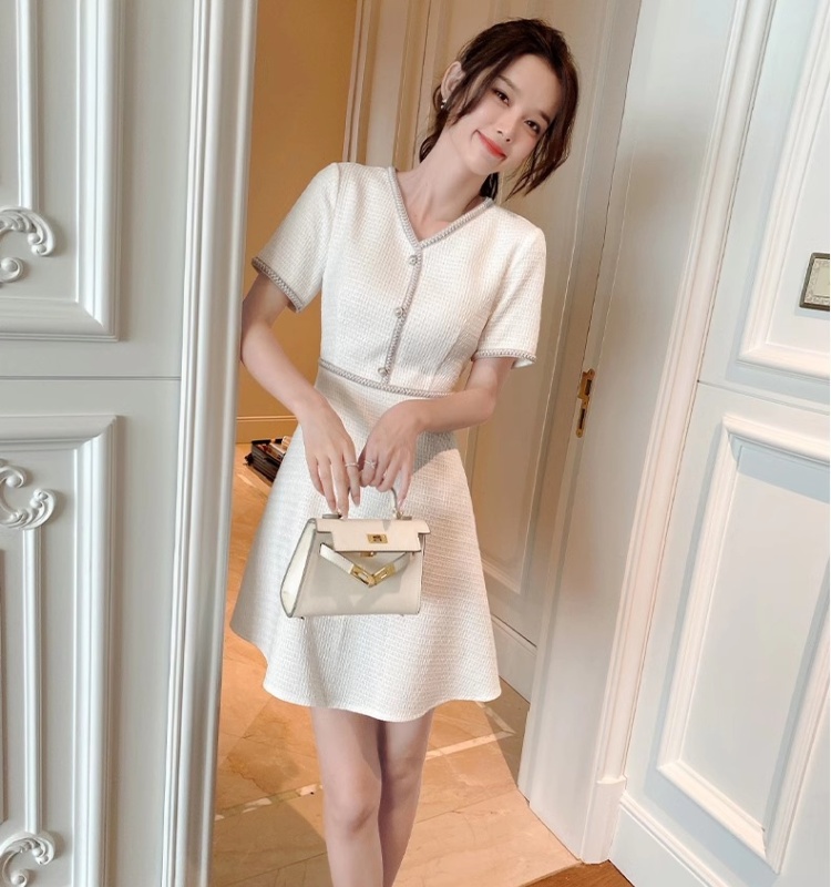 Short sleeve A-line romantic France style dress