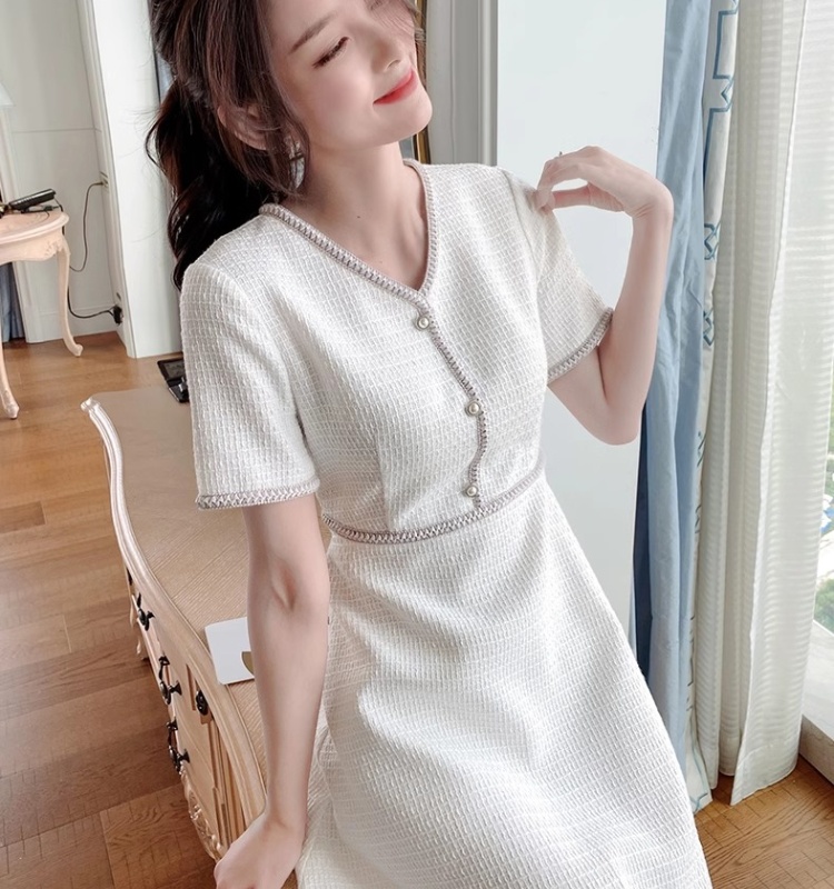 Short sleeve A-line romantic France style dress