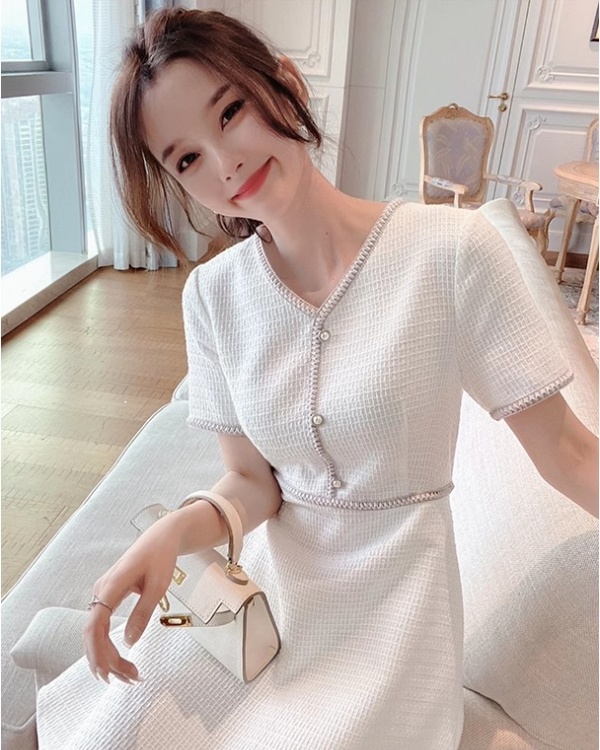 Short sleeve A-line romantic France style dress