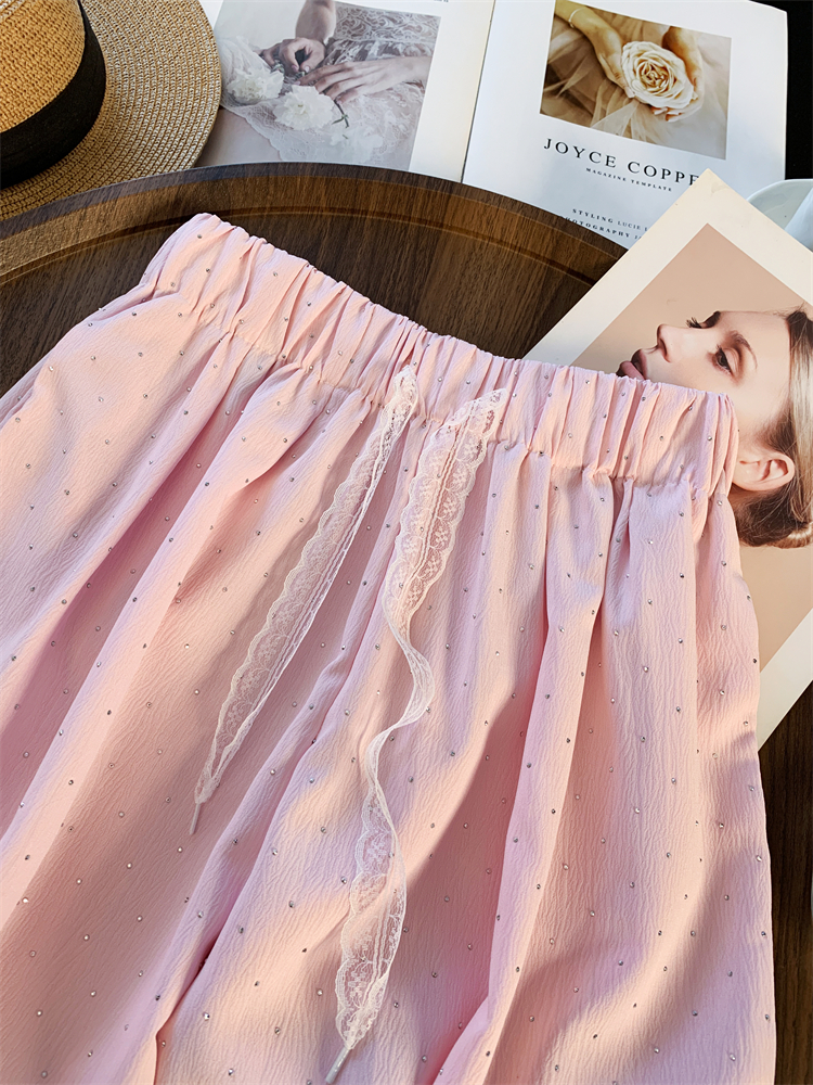 Slim loose casual pants rhinestone wide leg pants