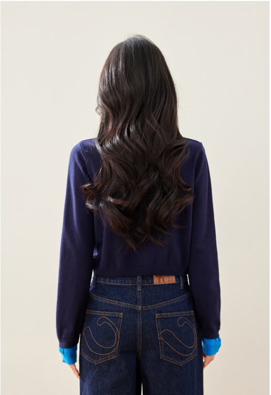 Retro college style sweater knitted cardigan for women