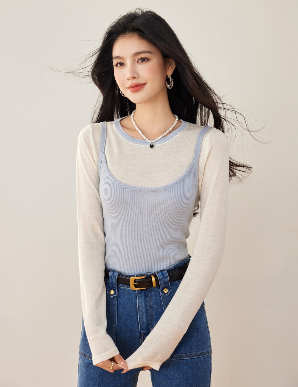 Sling tops long sleeve vest for women