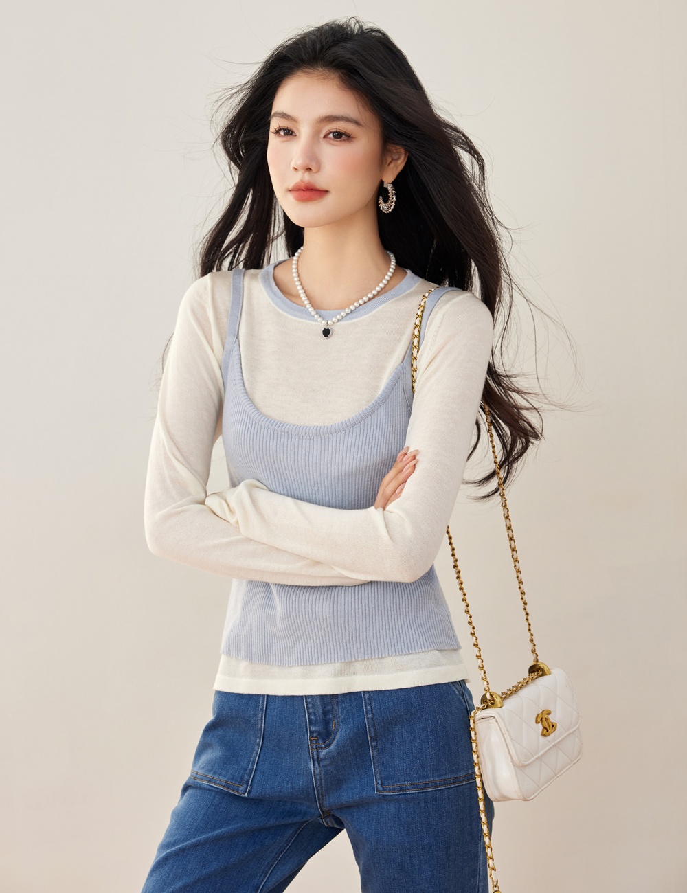 Sling tops long sleeve vest for women