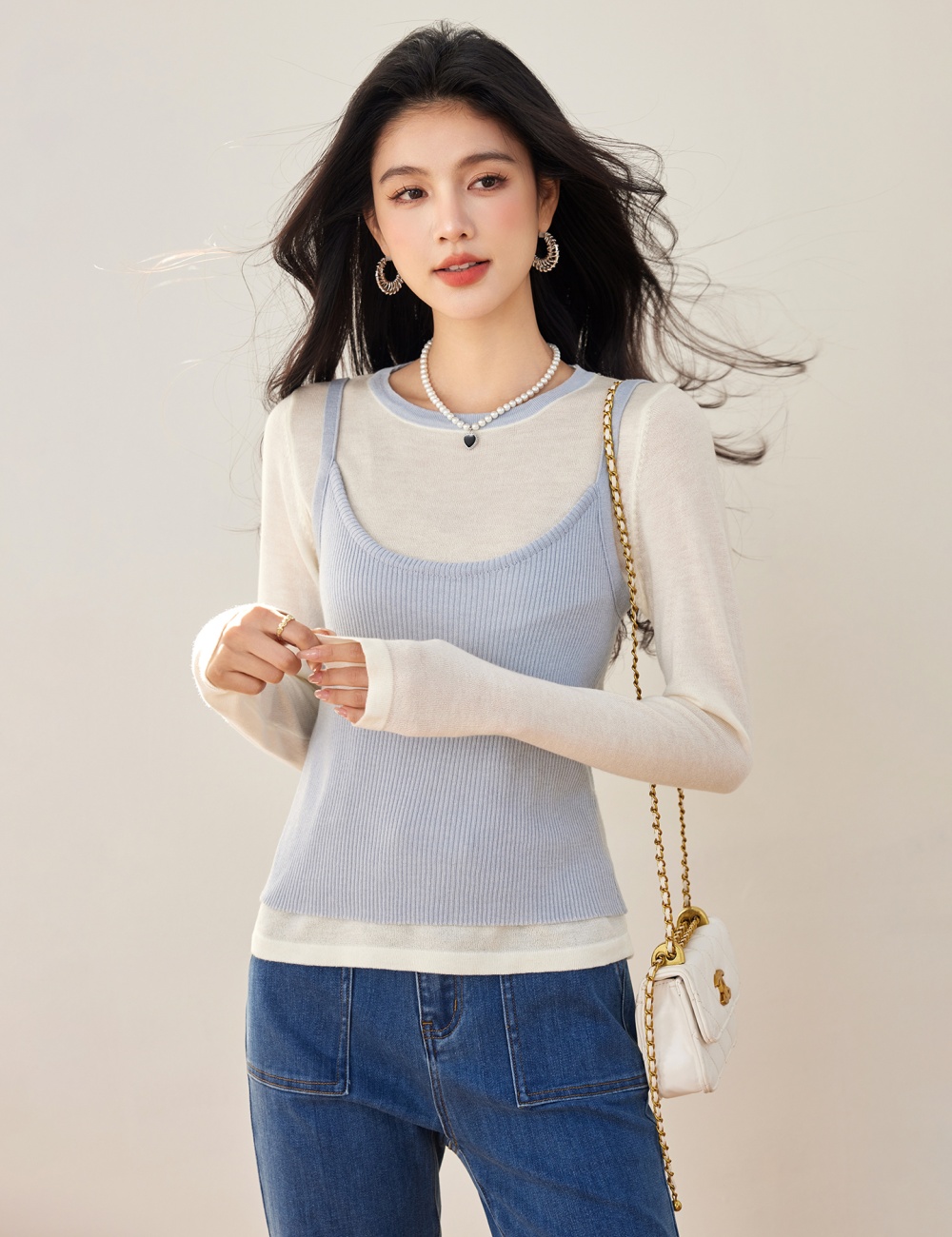 Sling tops long sleeve vest for women