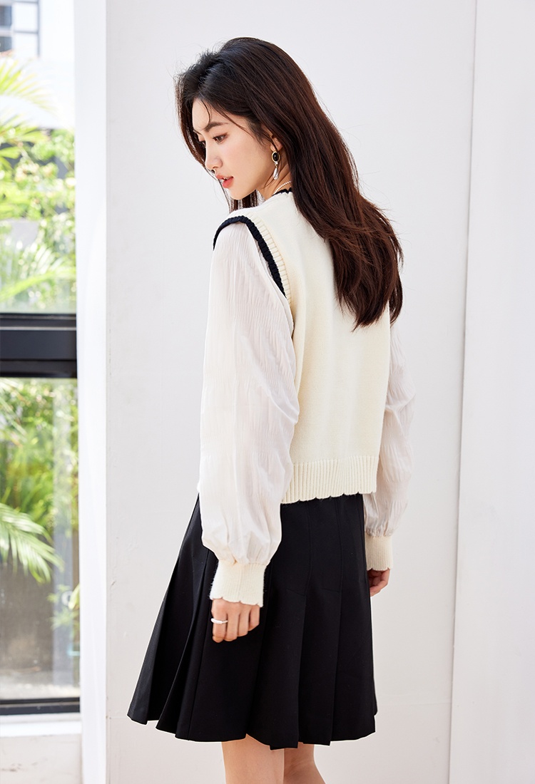 Splice embroidery tops spring and autumn sweater for women