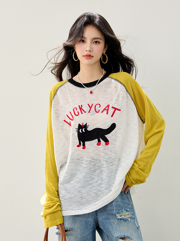 Lovely long sleeve tops lazy Korean style smock for women