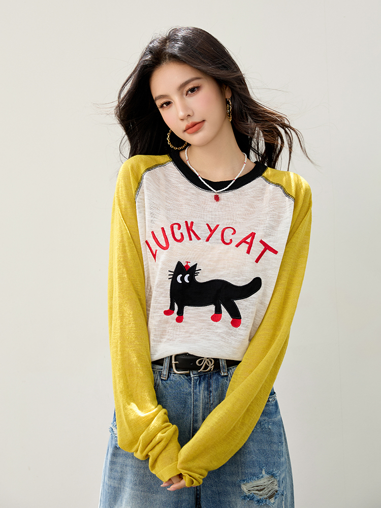 Lovely long sleeve tops lazy Korean style smock for women