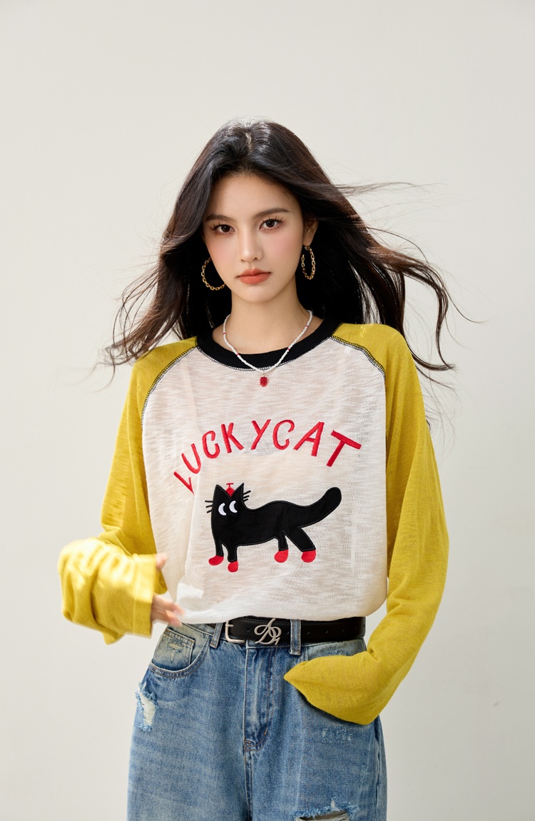 Lovely long sleeve tops lazy Korean style smock for women