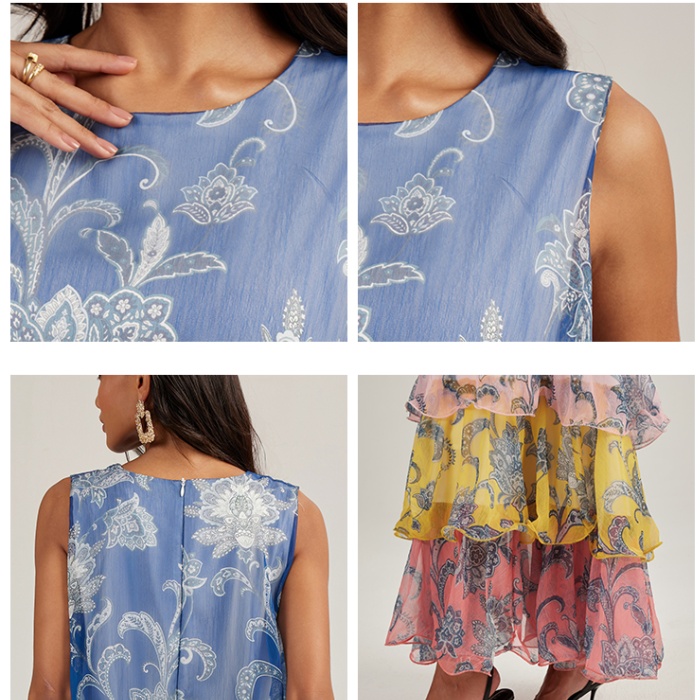 Thick and disorderly splice dress cake vacation long dress