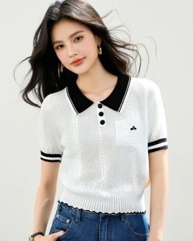 Show young all-match mixed colors mesh sweater for women