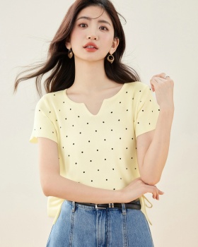 Short sleeve polka dot sweet Korean style show young tops