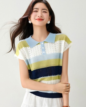 Summer all-match hollow sweater slim loose T-shirt for women