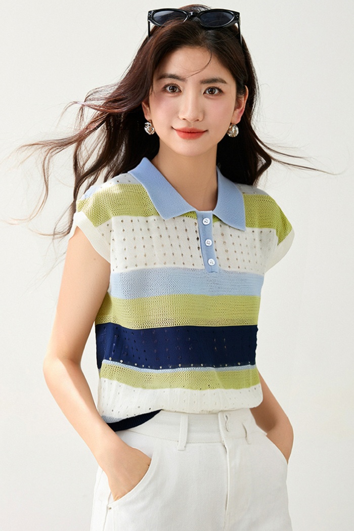 Summer all-match hollow sweater slim loose T-shirt for women