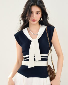 Casual sleeveless sweater France style shawl for women