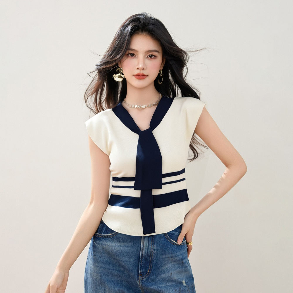 Casual sleeveless sweater France style shawl for women
