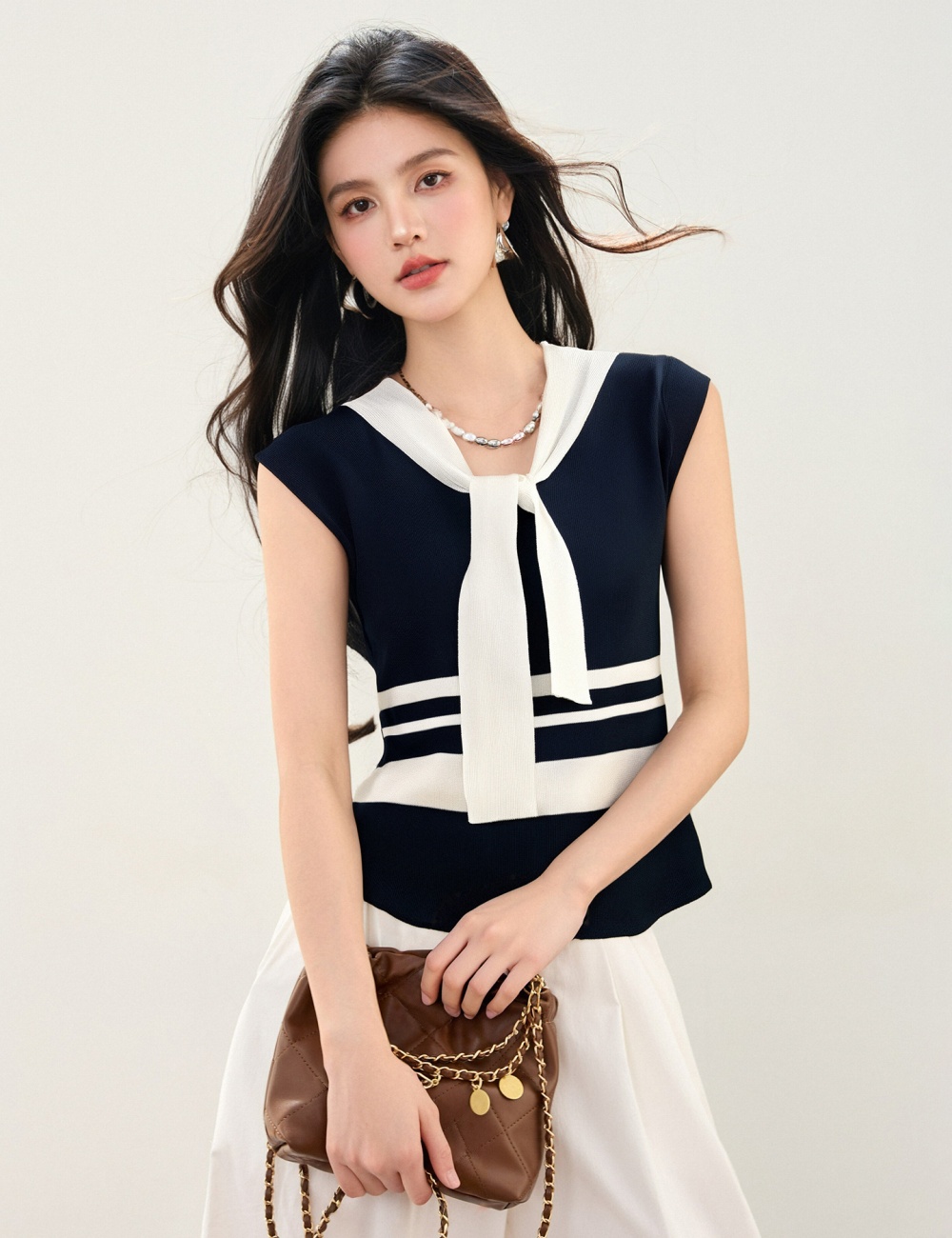 Casual sleeveless sweater France style shawl for women