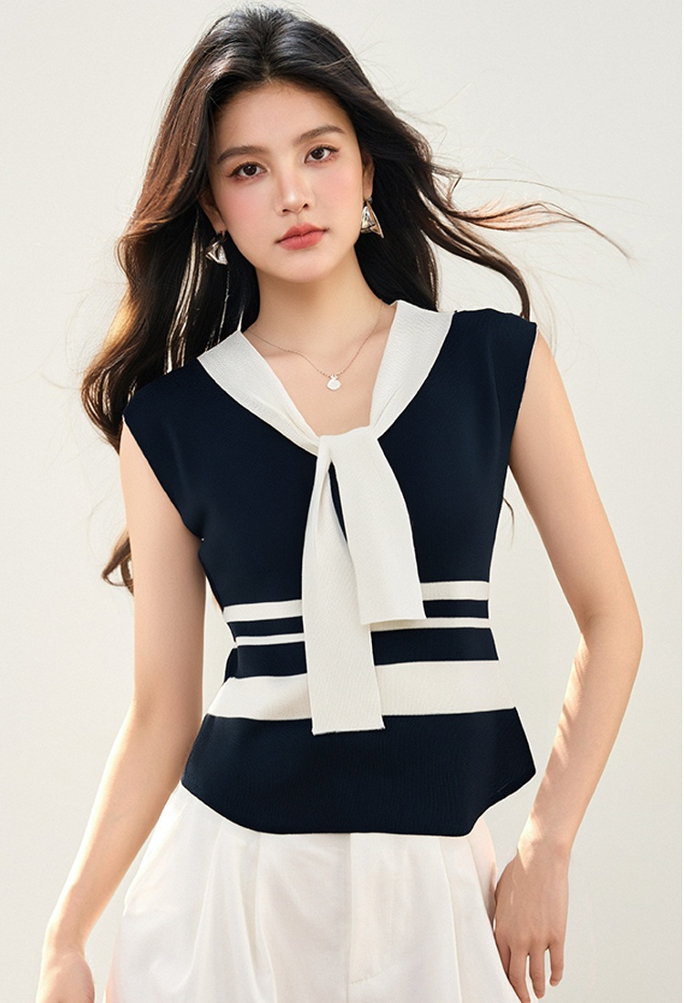 Casual sleeveless sweater France style shawl for women