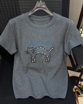 Beading summer Korean style tops Casual loose T-shirt