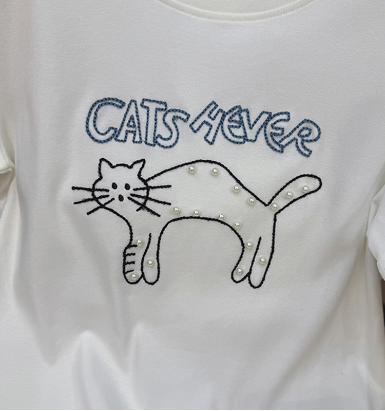Beading summer Korean style tops Casual loose T-shirt