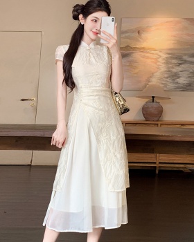 Chinese style temperament pinched waist dress