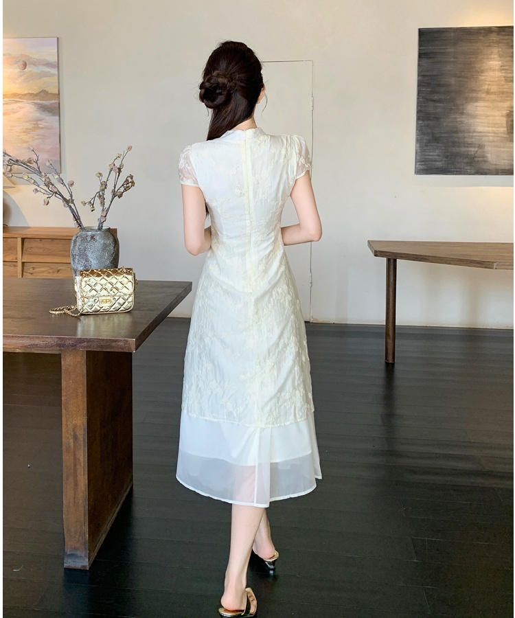 Chinese style temperament pinched waist dress