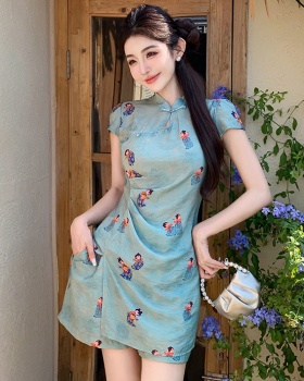 Chinese style cheongsam summer shorts 2pcs set
