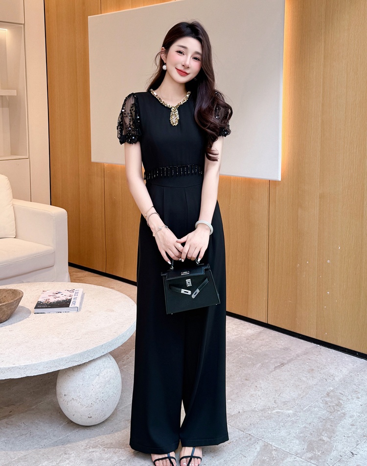 Beading summer light luxury splice sequins jumpsuit