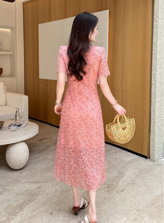 Temperament lace sequins France style summer dress