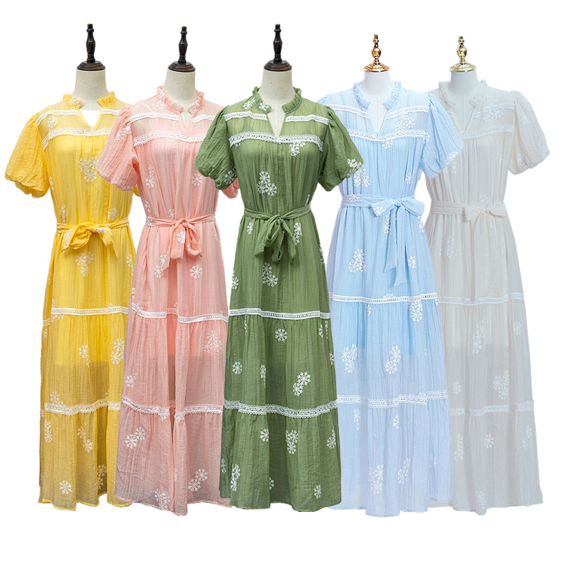 Embroidery lazy refinement vacation loose dress