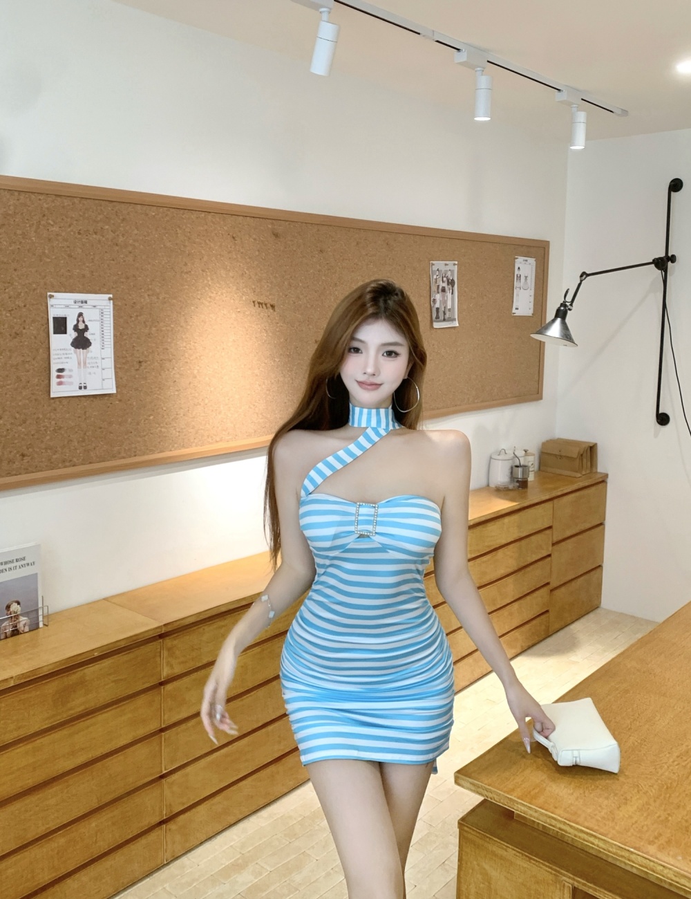 Spicegirl slim halter fashion stripe dress for women