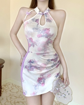 Slim fashion package hip cheongsam floral sexy dress