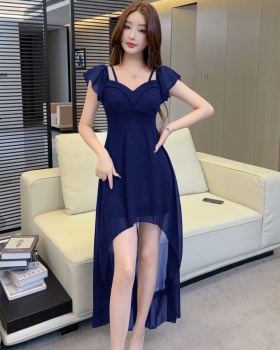 Flat shoulder temperament tender dress a set