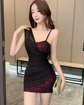 Enticement slim T-back splice spicegirl dress