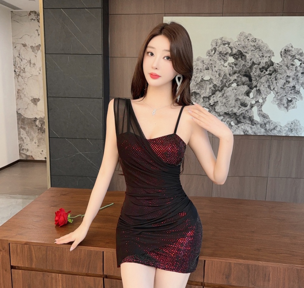 Enticement slim T-back splice spicegirl dress